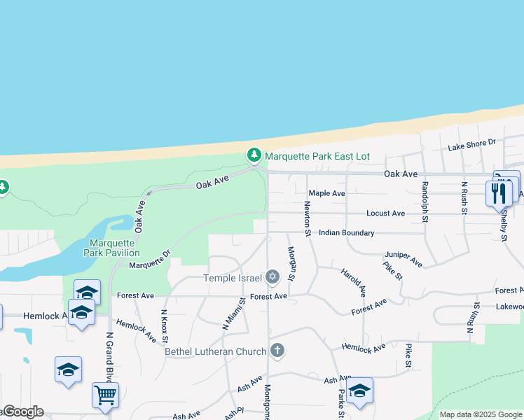 map of restaurants, bars, coffee shops, grocery stores, and more near in Gary