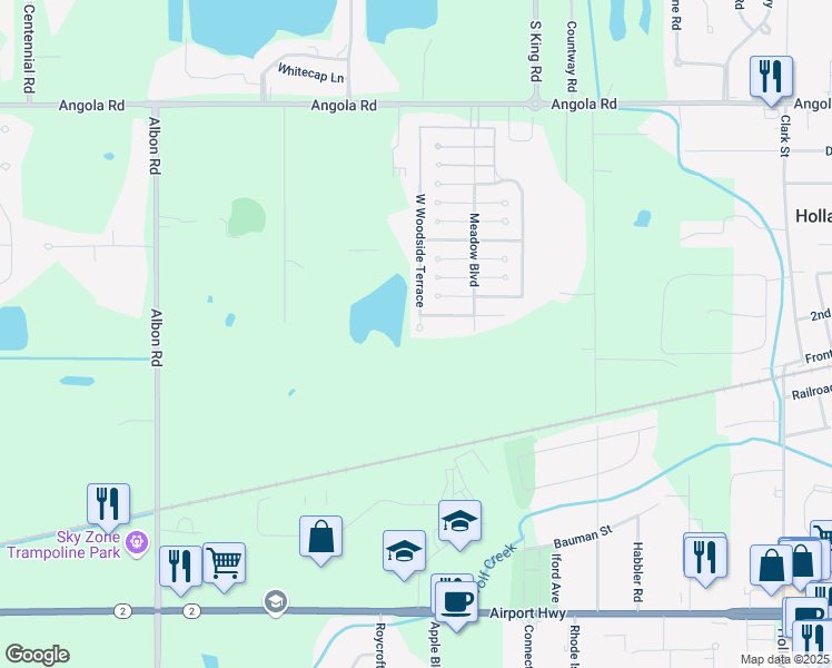 map of restaurants, bars, coffee shops, grocery stores, and more near 439 West Woodside Terrace in Holland