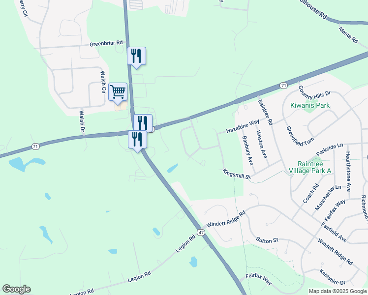 map of restaurants, bars, coffee shops, grocery stores, and more near Muirfield Road in Yorkville