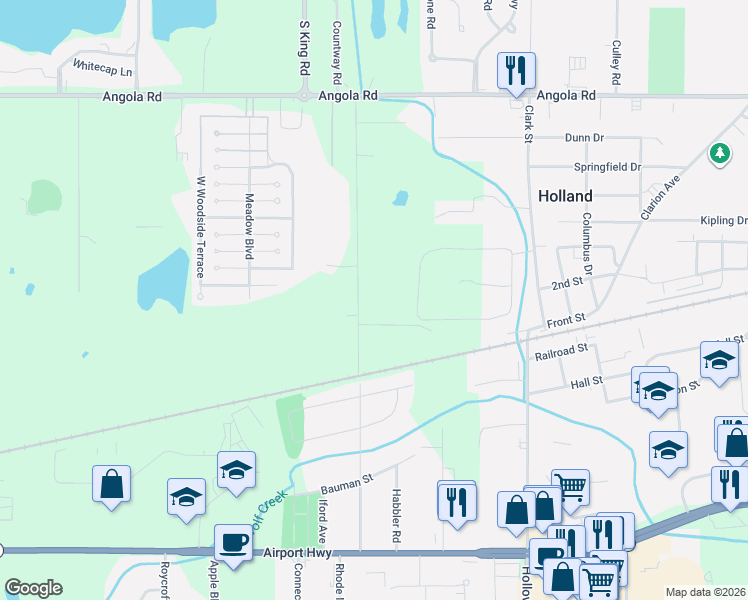 map of restaurants, bars, coffee shops, grocery stores, and more near 1030 Wentworth Avenue in Holland