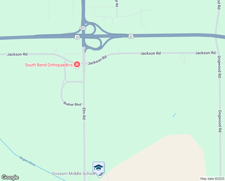 map of restaurants, bars, coffee shops, grocery stores, and more near 60094 Elm Road in Mishawaka