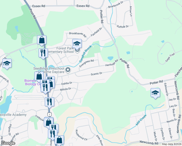 map of restaurants, bars, coffee shops, grocery stores, and more near 181 Heritage Road in North Kingstown