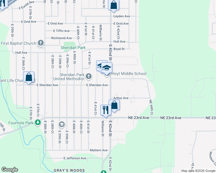 map of restaurants, bars, coffee shops, grocery stores, and more near in Des Moines