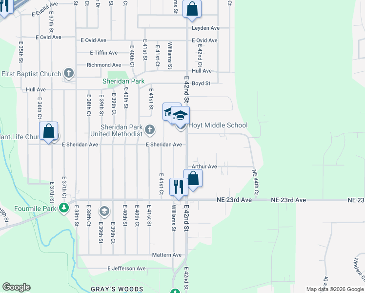 map of restaurants, bars, coffee shops, grocery stores, and more near in Des Moines