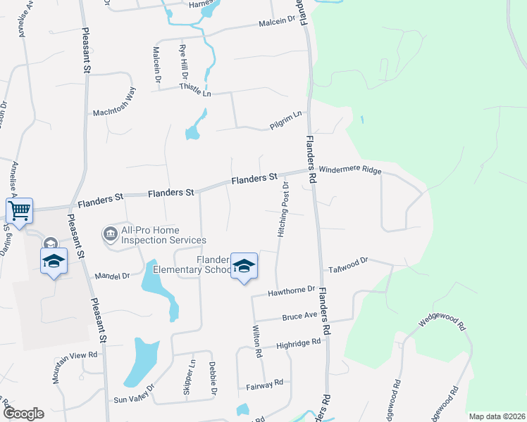 map of restaurants, bars, coffee shops, grocery stores, and more near 129 Hitching Post Drive in Southington