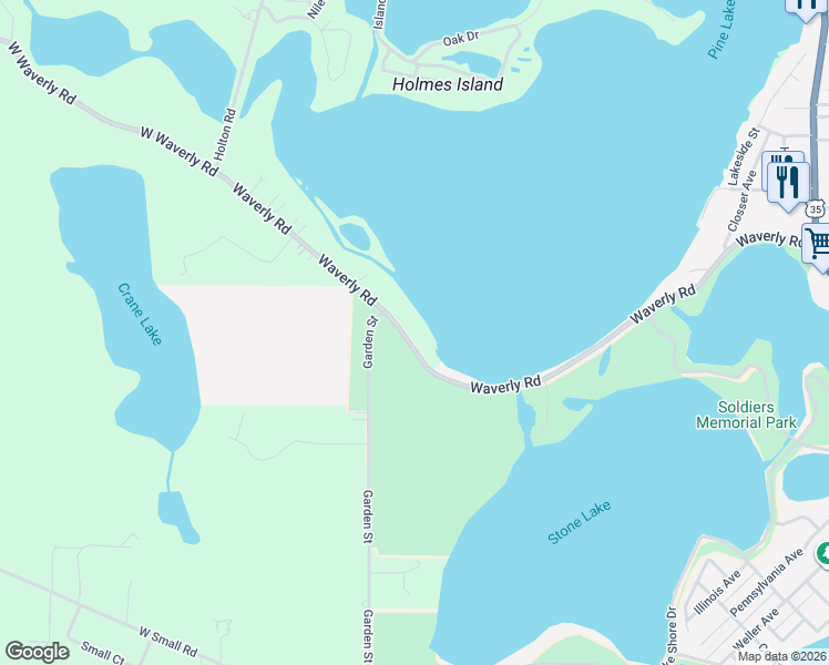 map of restaurants, bars, coffee shops, grocery stores, and more near 563 Waverly Road in La Porte