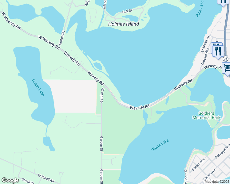 map of restaurants, bars, coffee shops, grocery stores, and more near 583 Waverly Road in La Porte