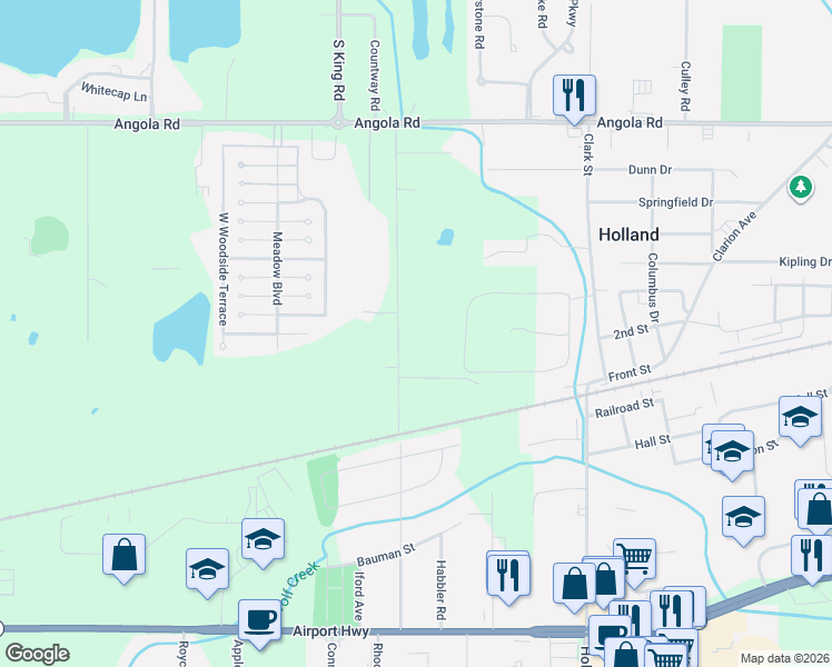 map of restaurants, bars, coffee shops, grocery stores, and more near 1030 Wentworth Avenue in Holland