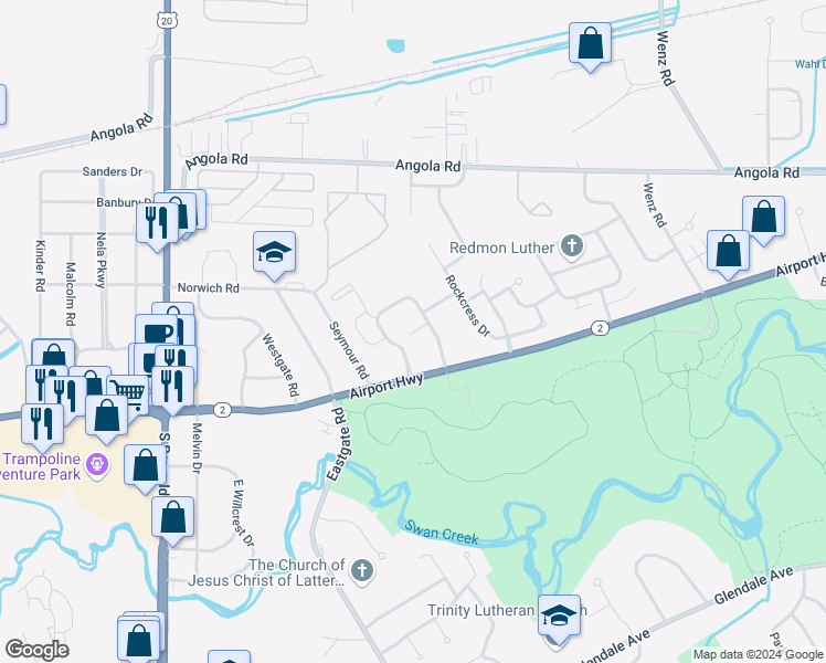map of restaurants, bars, coffee shops, grocery stores, and more near 1178 Pinebrook Parkway in Toledo