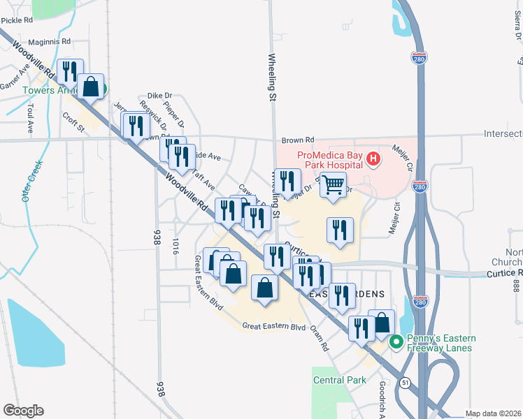 map of restaurants, bars, coffee shops, grocery stores, and more near 2540 Cawdor Road in Oregon