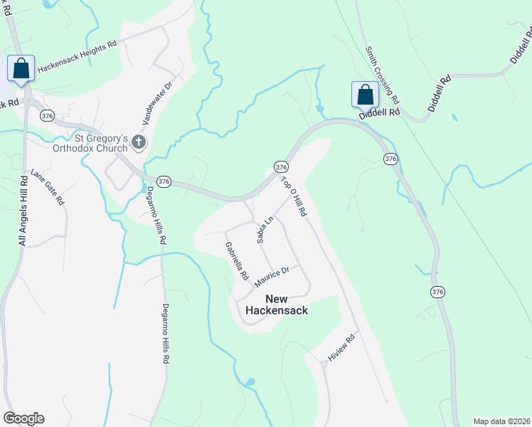 map of restaurants, bars, coffee shops, grocery stores, and more near 12 Sabra Lane in Wappingers Falls