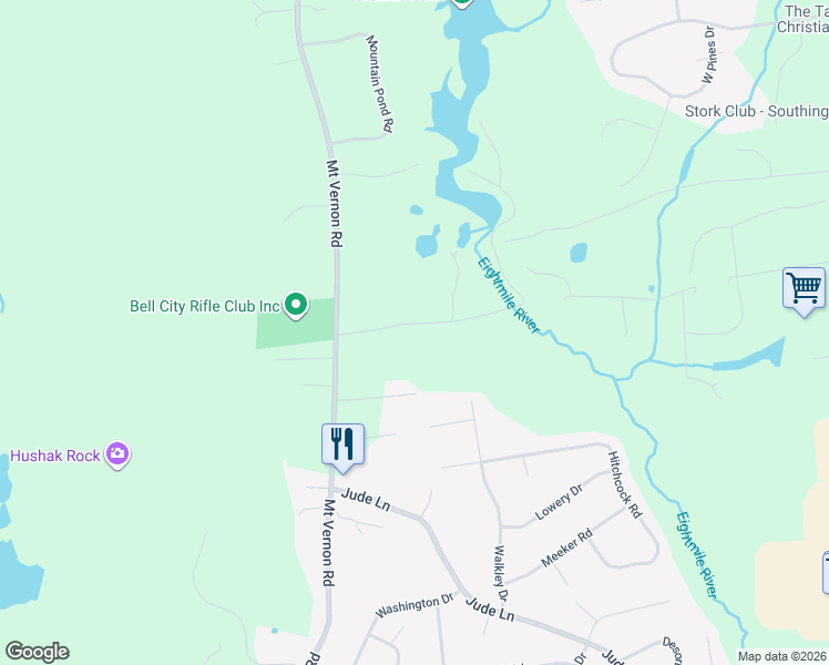 map of restaurants, bars, coffee shops, grocery stores, and more near 544 Churchill Street in Southington