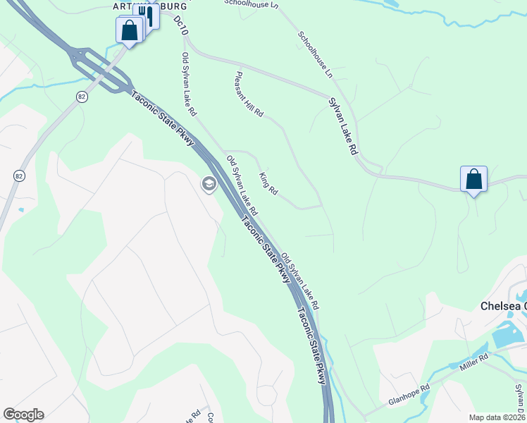 map of restaurants, bars, coffee shops, grocery stores, and more near 70 Old Sylvan Lake Road in Hopewell Junction