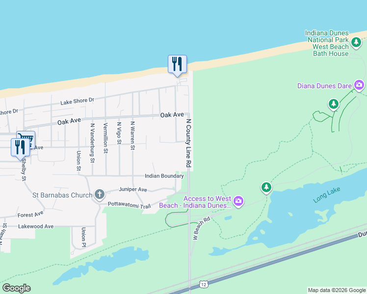 map of restaurants, bars, coffee shops, grocery stores, and more near 920 North County Line Road in Gary