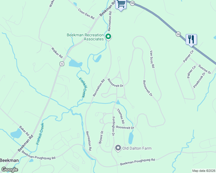 map of restaurants, bars, coffee shops, grocery stores, and more near 8 Griffen Street in Poughquag