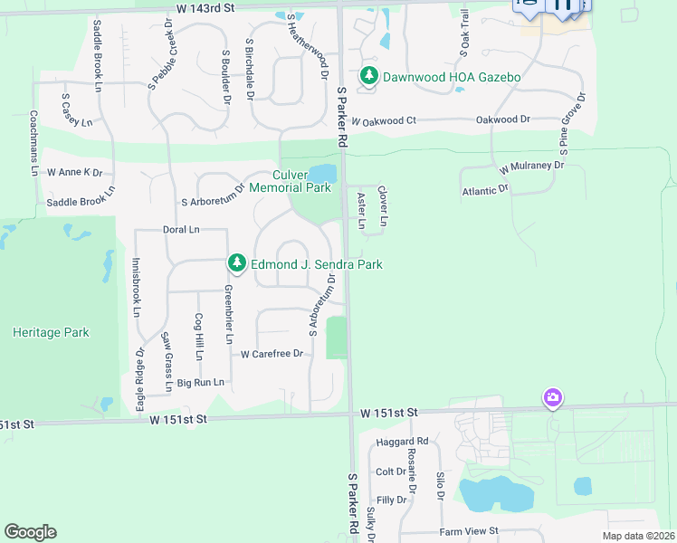 map of restaurants, bars, coffee shops, grocery stores, and more near 14820 South Arboretum Drive in Lockport