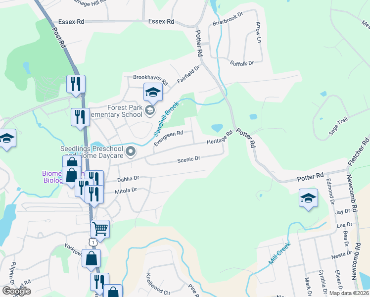 map of restaurants, bars, coffee shops, grocery stores, and more near 181 Heritage Road in North Kingstown