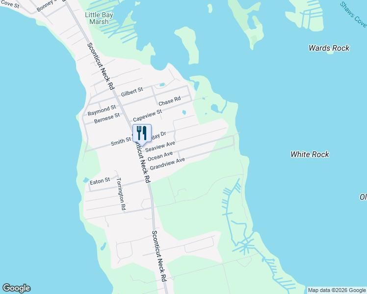 map of restaurants, bars, coffee shops, grocery stores, and more near 37 Ocean Avenue in Fairhaven
