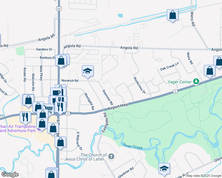 map of restaurants, bars, coffee shops, grocery stores, and more near 1208 4 Seasons Drive in Toledo