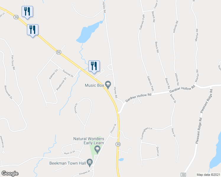 map of restaurants, bars, coffee shops, grocery stores, and more near 2679 Highway 55 in Poughquag