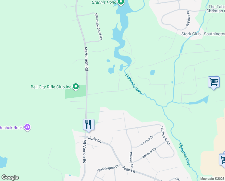 map of restaurants, bars, coffee shops, grocery stores, and more near 544 Churchill Street in Southington