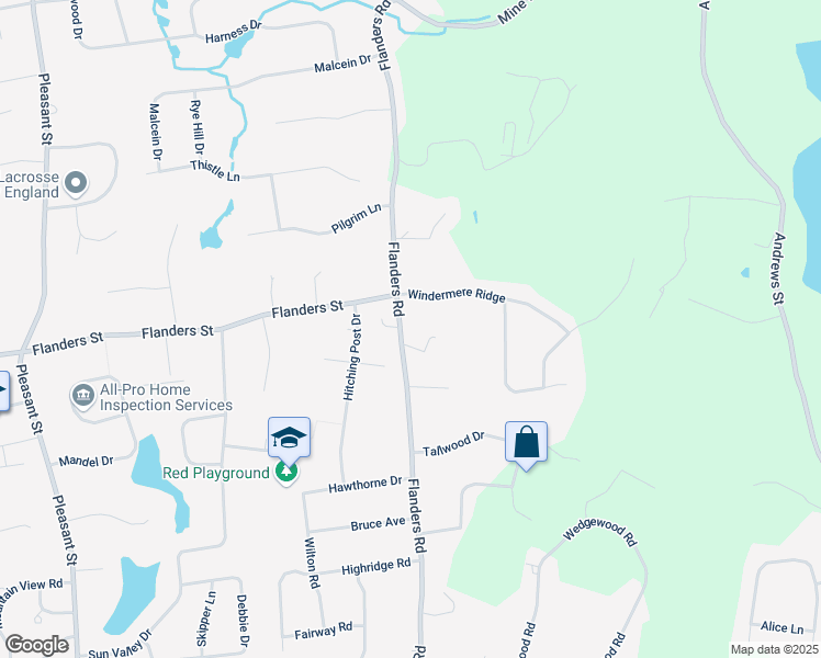 map of restaurants, bars, coffee shops, grocery stores, and more near 521 Flanders Road in Southington