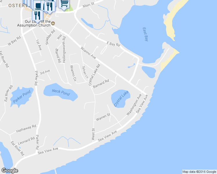 map of restaurants, bars, coffee shops, grocery stores, and more near 208 Crystal Lake Road in Barnstable