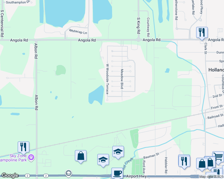 map of restaurants, bars, coffee shops, grocery stores, and more near 439 West Woodside Terrace in Holland