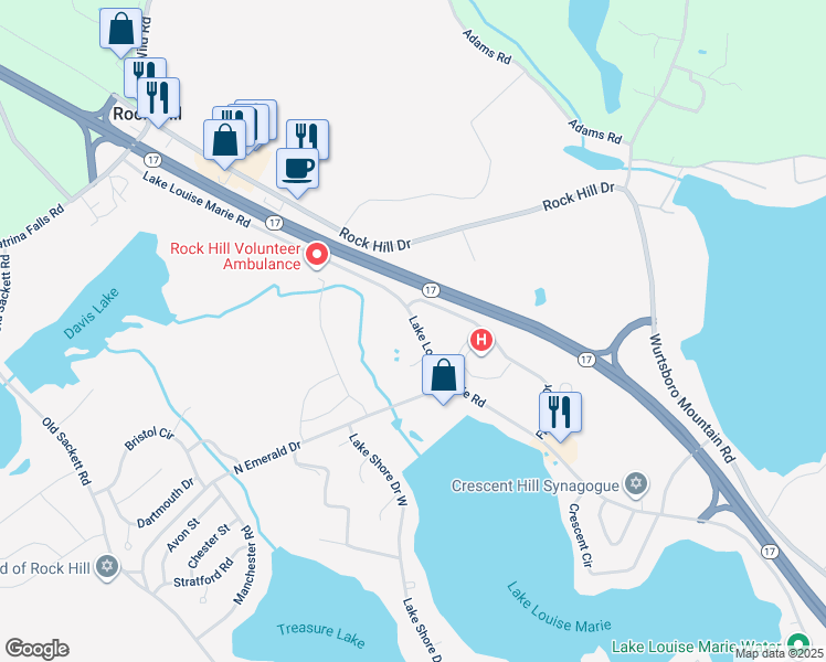 map of restaurants, bars, coffee shops, grocery stores, and more near in Rock Hill