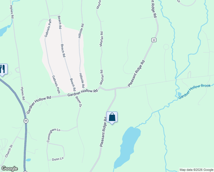 map of restaurants, bars, coffee shops, grocery stores, and more near 135 Mayfair Road in Poughquag