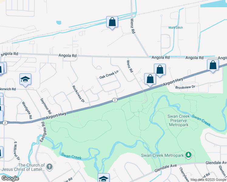 map of restaurants, bars, coffee shops, grocery stores, and more near 4428 Cherry Creek Lane in Toledo