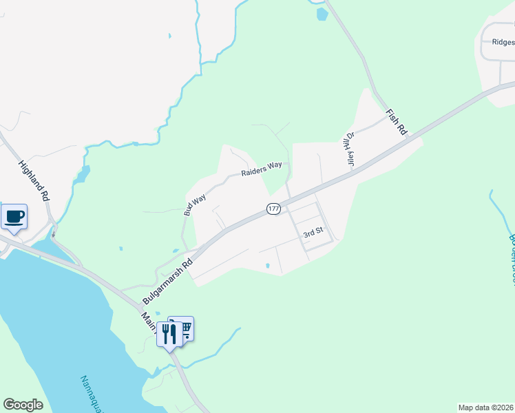 map of restaurants, bars, coffee shops, grocery stores, and more near 238 Bulgarmarsh Road in Tiverton