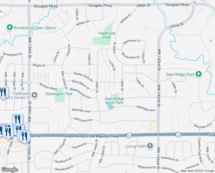 map of restaurants, bars, coffee shops, grocery stores, and more near 2727 148th Street in Urbandale