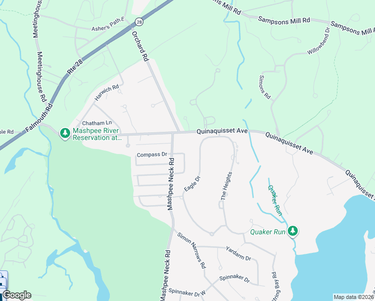 map of restaurants, bars, coffee shops, grocery stores, and more near 12 Eagle Drive in Mashpee