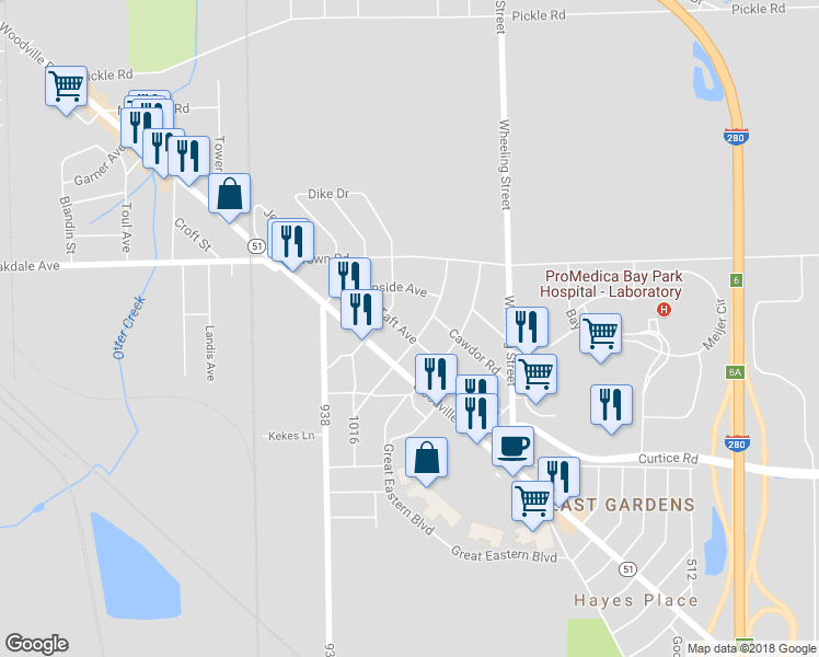 map of restaurants, bars, coffee shops, grocery stores, and more near 1724 Glenross Boulevard in Oregon