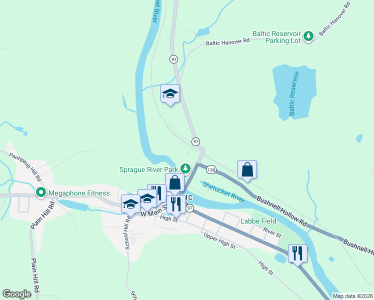 map of restaurants, bars, coffee shops, grocery stores, and more near 16 Wall Street in Sprague