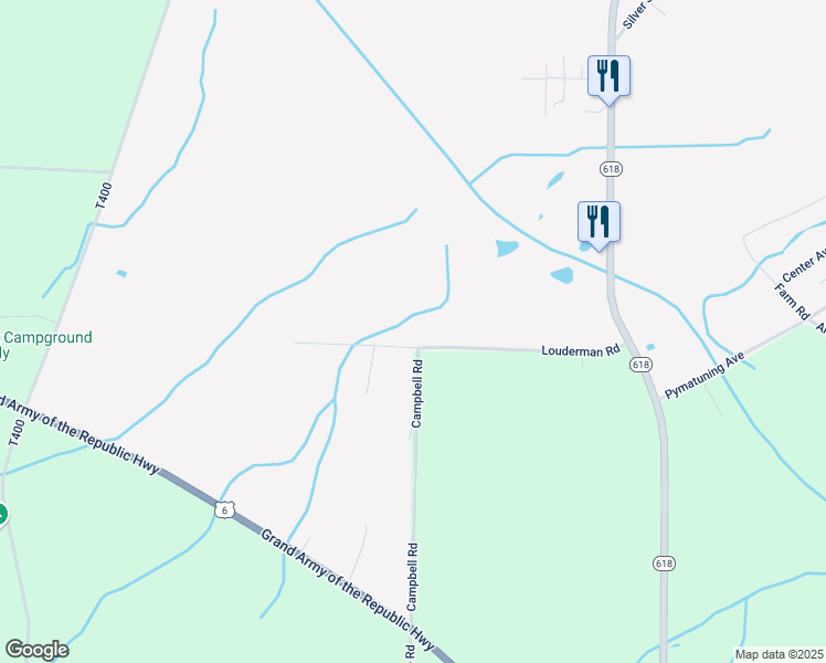 map of restaurants, bars, coffee shops, grocery stores, and more near 10122-10254 Louderman Road in Conneaut Lake