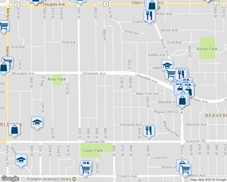 map of restaurants, bars, coffee shops, grocery stores, and more near 2821 48th Street in Des Moines