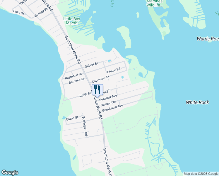 map of restaurants, bars, coffee shops, grocery stores, and more near 12 Holiday Drive in Fairhaven