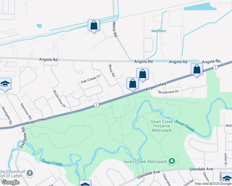 map of restaurants, bars, coffee shops, grocery stores, and more near 1232 Wenz Road in Toledo