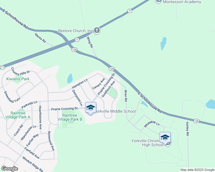 map of restaurants, bars, coffee shops, grocery stores, and more near 1157 Goldfinch Avenue in Yorkville