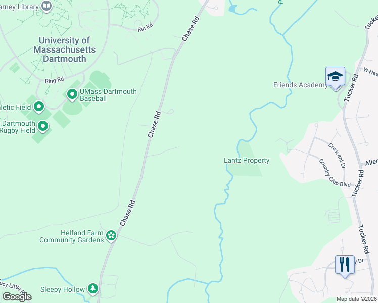 map of restaurants, bars, coffee shops, grocery stores, and more near 221 Chase Road in Dartmouth