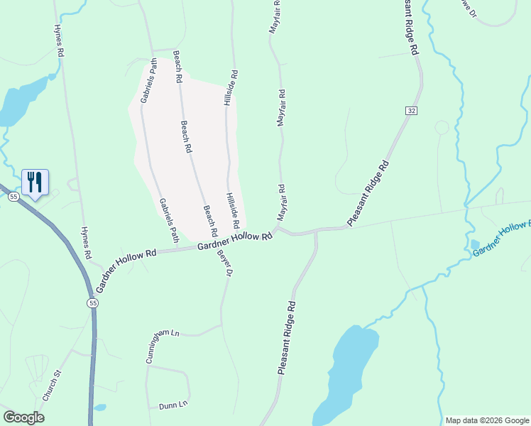 map of restaurants, bars, coffee shops, grocery stores, and more near 140 Mayfair Road in Poughquag