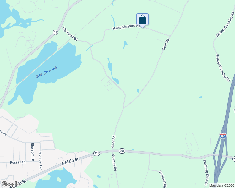 map of restaurants, bars, coffee shops, grocery stores, and more near 28 Lily Pond Road in Griswold