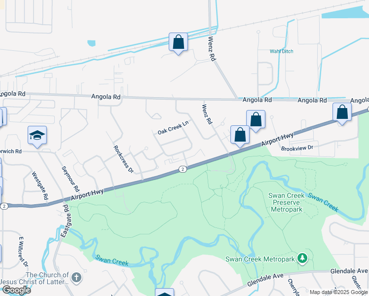 map of restaurants, bars, coffee shops, grocery stores, and more near 4428 Cherry Creek Lane in Toledo
