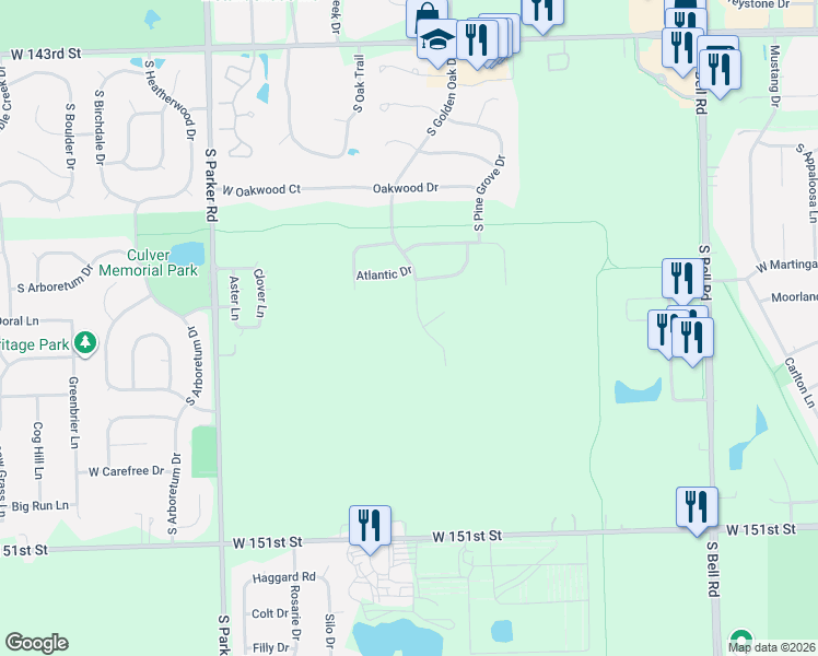 map of restaurants, bars, coffee shops, grocery stores, and more near 14748 South Golden Oak Drive in Lockport