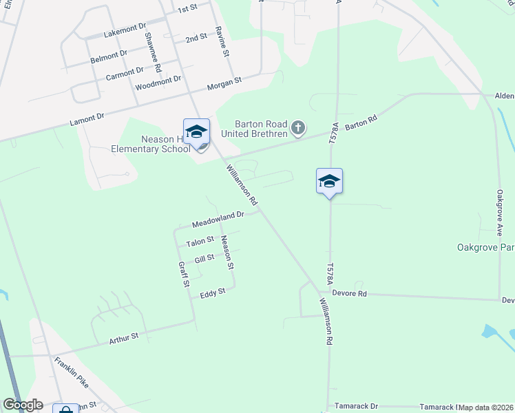 map of restaurants, bars, coffee shops, grocery stores, and more near 11354 Williamson Rd in Meadville