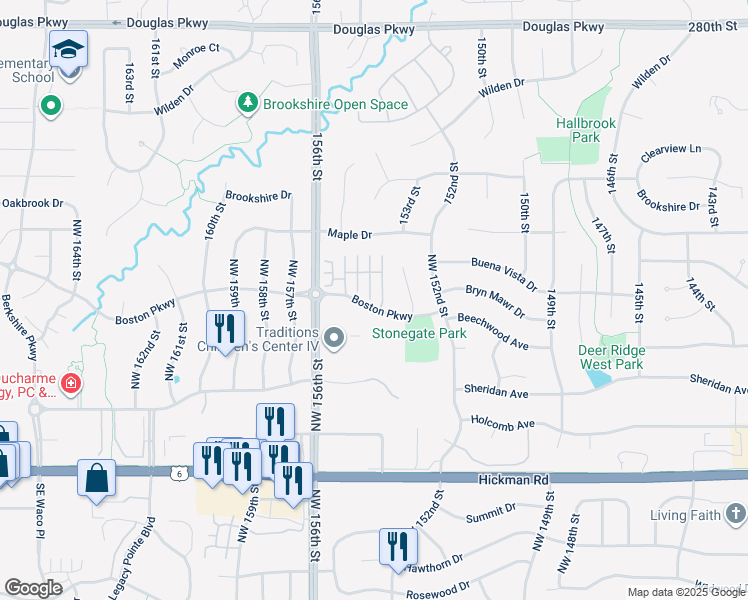 map of restaurants, bars, coffee shops, grocery stores, and more near 2707 Northwest 154th Court in Clive