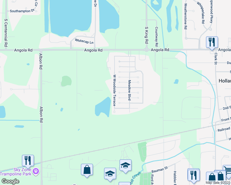 map of restaurants, bars, coffee shops, grocery stores, and more near 248 West Woodside Terrace in Holland