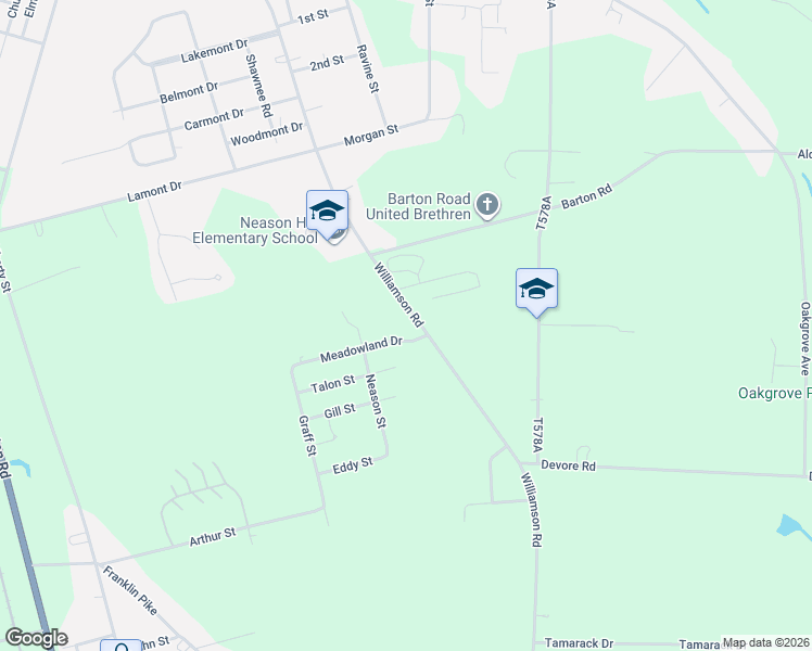 map of restaurants, bars, coffee shops, grocery stores, and more near 11182-11354 Williamson Rd in Meadville